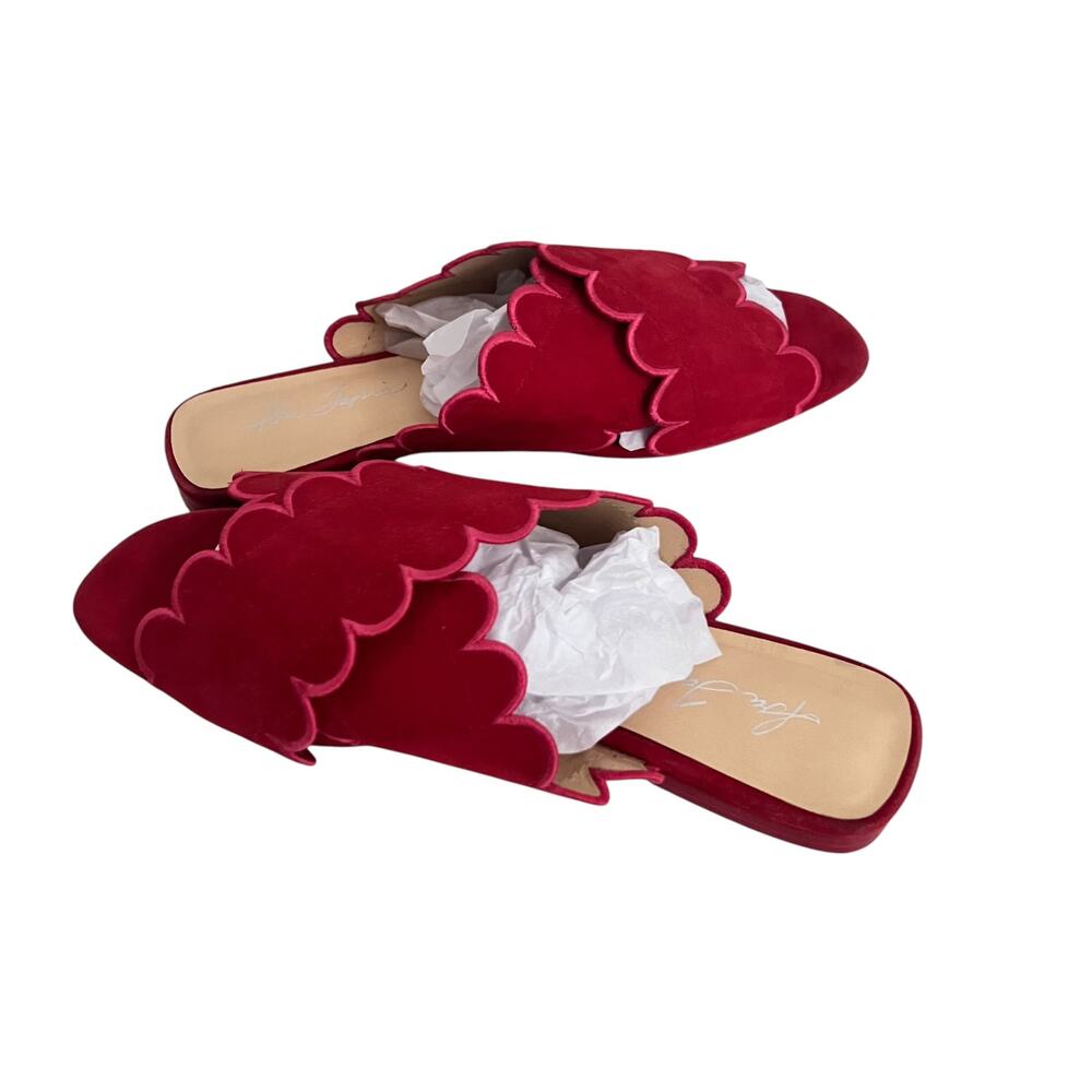 Isa Tapia Nueva Scalloped Slide Sandals In Lipstick Red Size 40 EU - Picture 13 of 14
